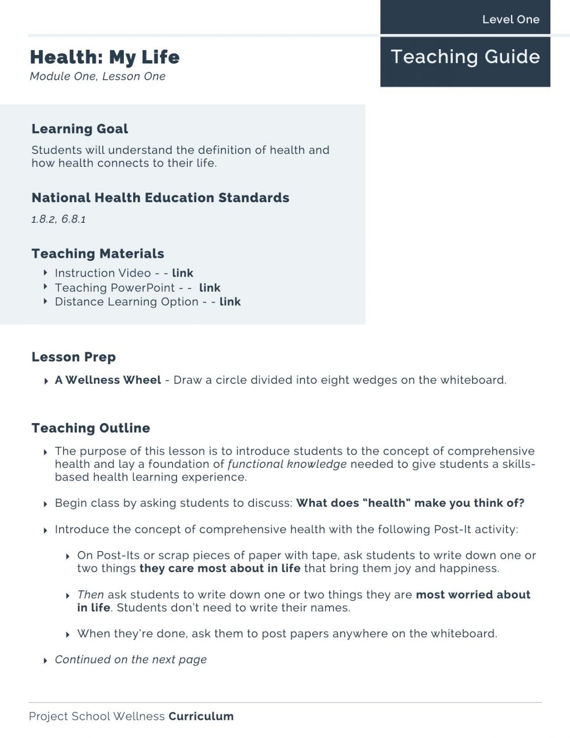lesson plans for health education in elementary school